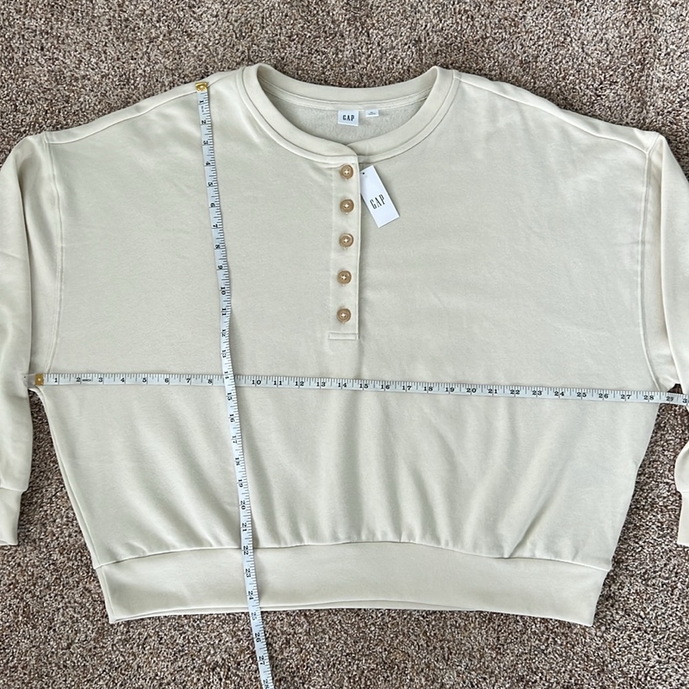NWT - Gap Relaxed Henley Sweatshirt - size XL - tan chino color - Picture 4 of 7